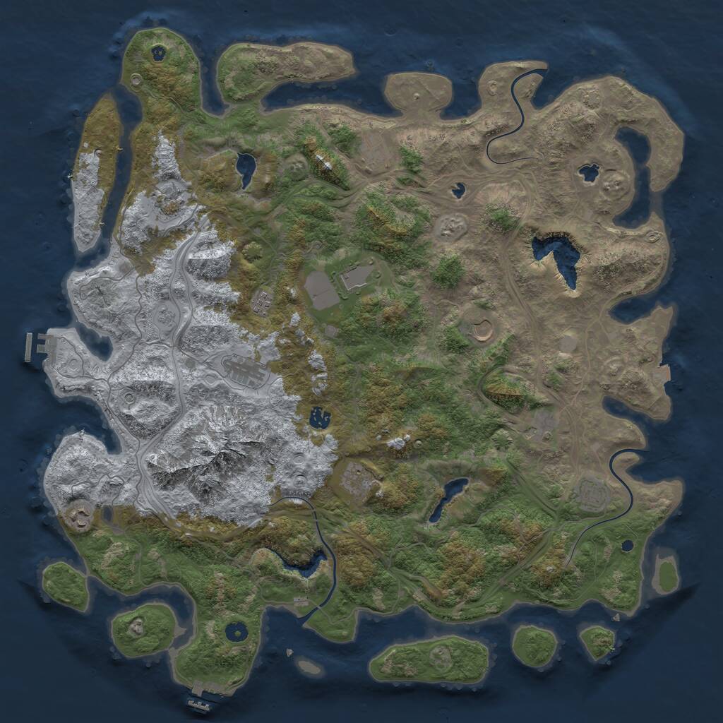 Rust Map: Procedural Map, Size: 5000, Seed: 1462494480, 17 Monuments