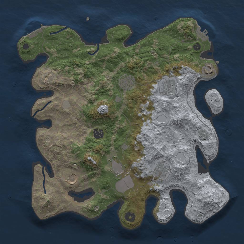 Rust Map: Procedural Map, Size: 3500, Seed: 80416109, 17 Monuments