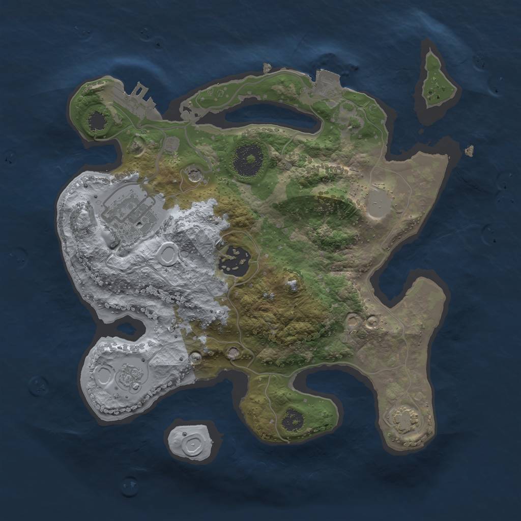 Rust Map: Procedural Map, Size: 2500, Seed: 30609487, 9 Monuments