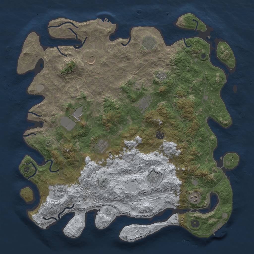 Rust Map: Procedural Map, Size: 4500, Seed: 174210715, 19 Monuments