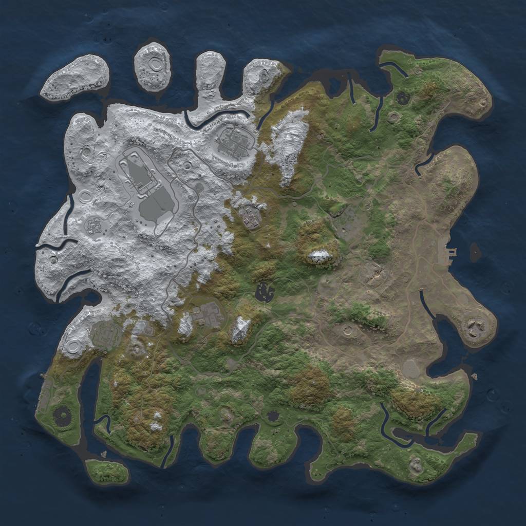 Rust Map: Procedural Map, Size: 4000, Seed: 714839166, 17 Monuments