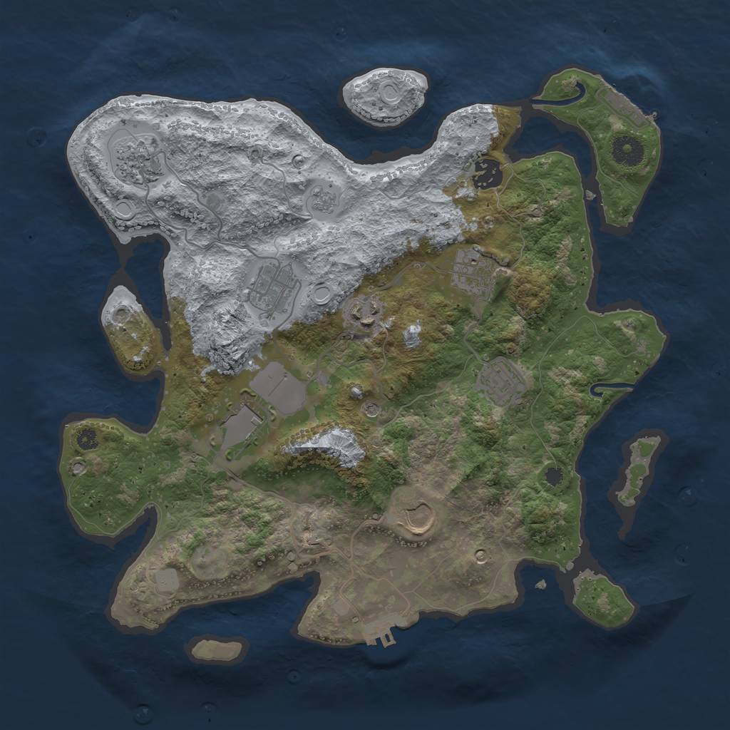 Rust Map: Procedural Map, Size: 3500, Seed: 1040008, 17 Monuments
