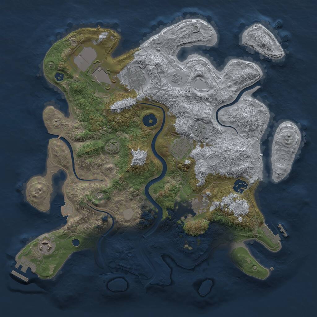Rust Map: Procedural Map, Size: 3500, Seed: 1462308433, 13 Monuments