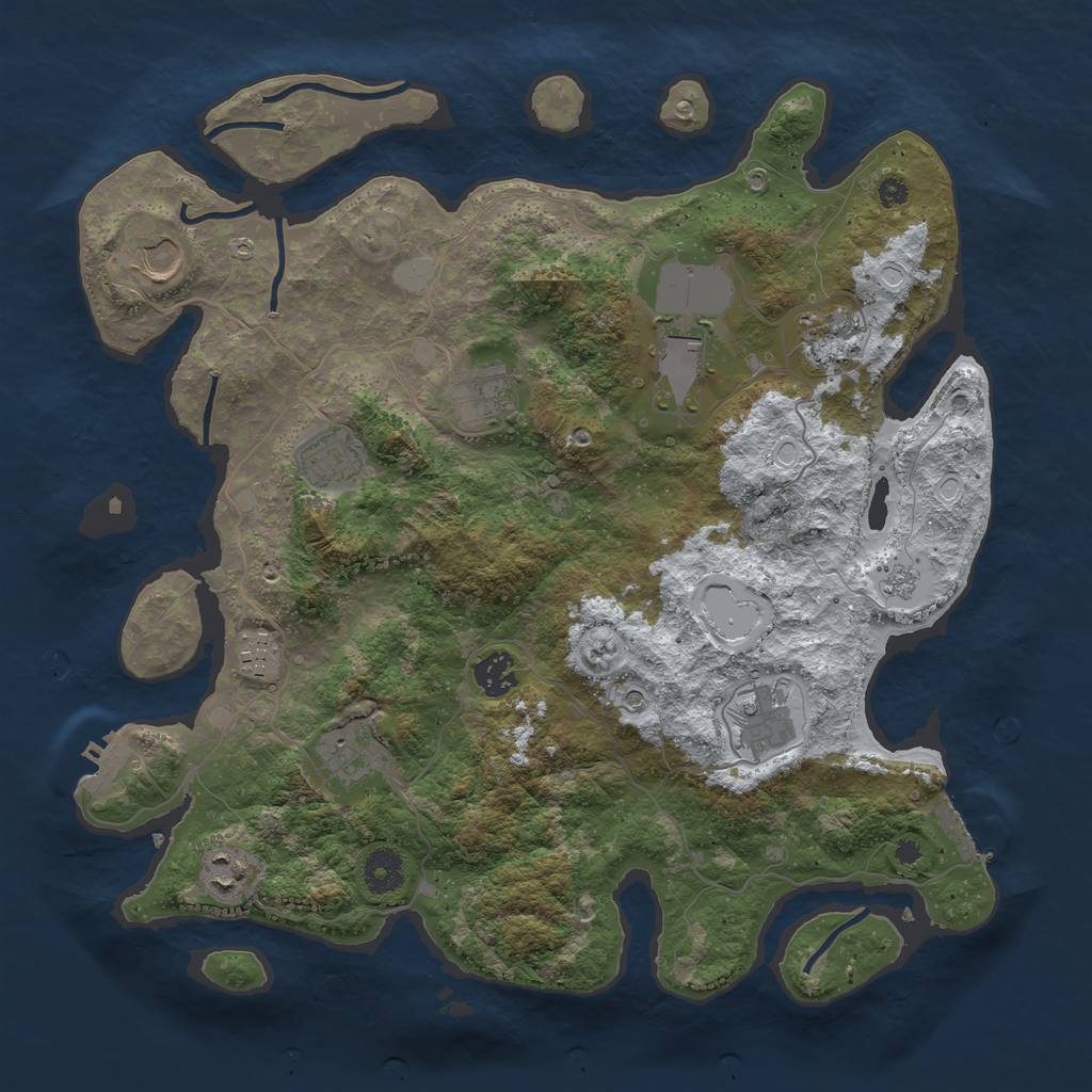 Rust Map: Procedural Map, Size: 3800, Seed: 133594593, 19 Monuments