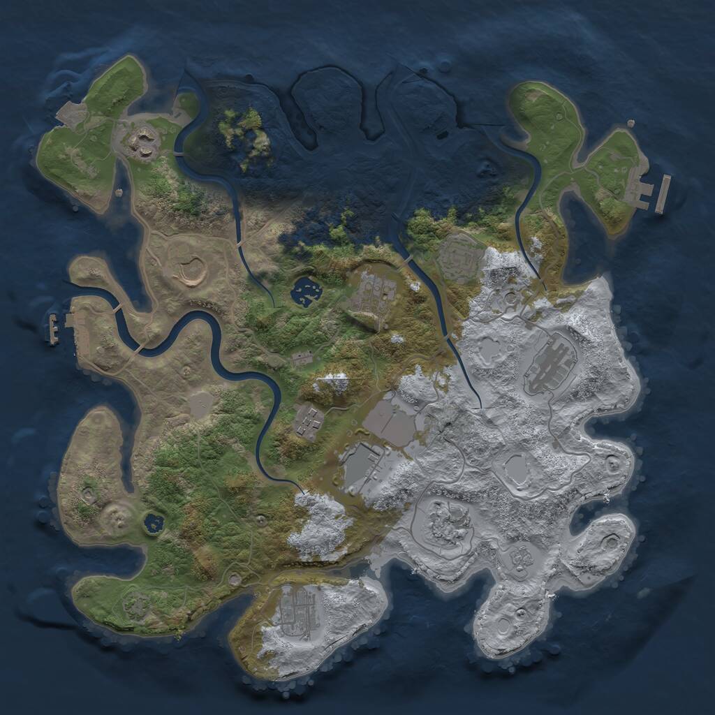 Rust Map: Procedural Map, Size: 3700, Seed: 554251206, 16 Monuments