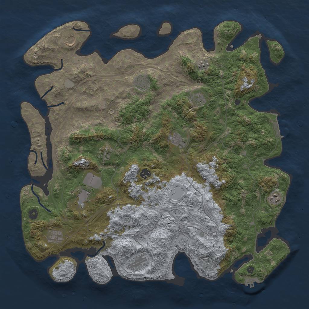 Rust Map: Procedural Map, Size: 4500, Seed: 7428943, 20 Monuments