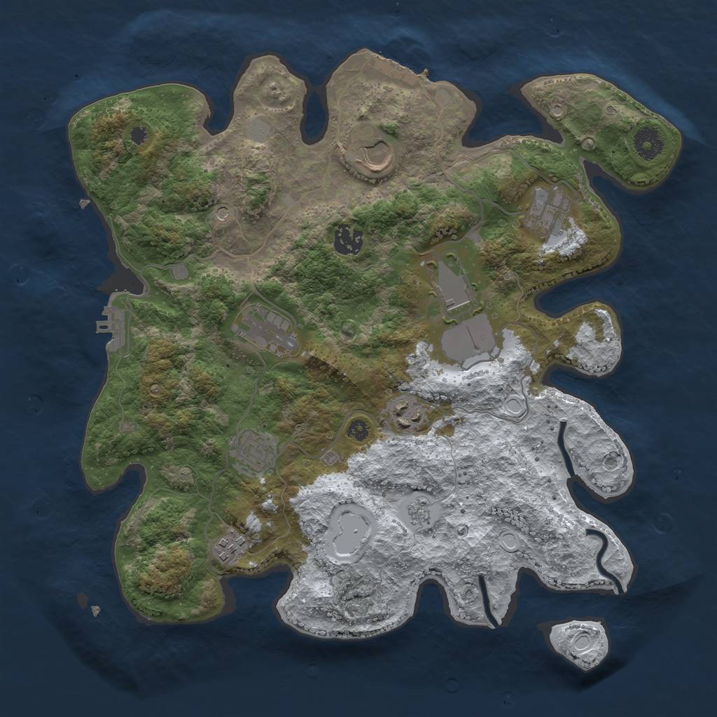 Rust Map: Procedural Map, Size: 3500, Seed: 708784582, 17 Monuments