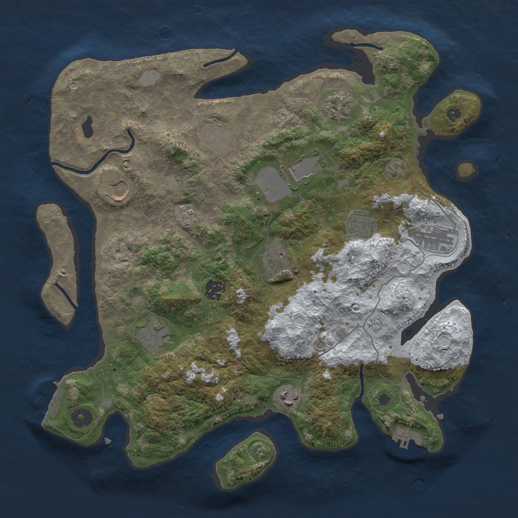 Rust Map: Procedural Map, Size: 3850, Seed: 377491302, 20 Monuments