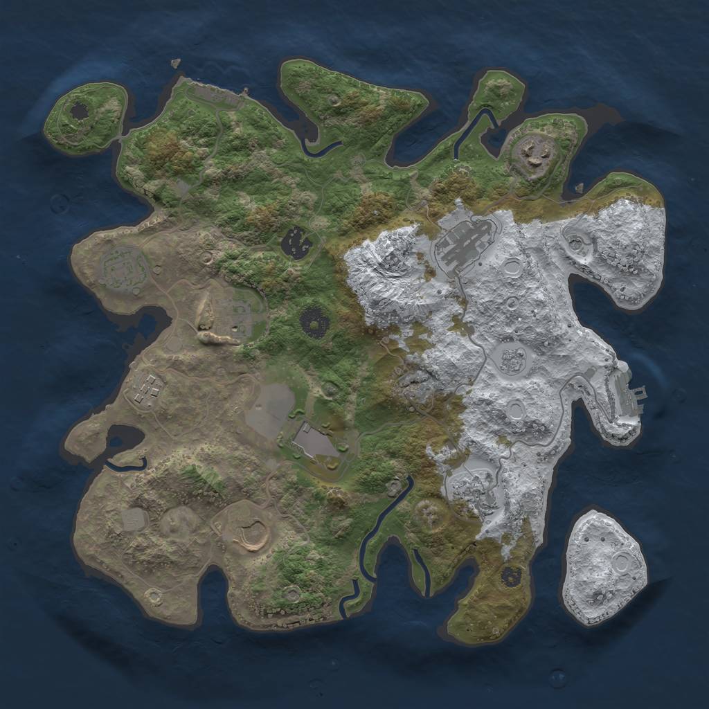 Rust Map: Procedural Map, Size: 3500, Seed: 334642590, 18 Monuments