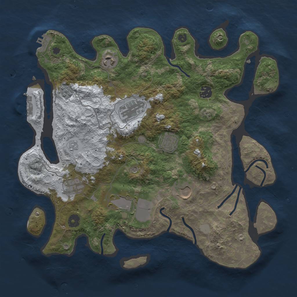 Rust Map: Procedural Map, Size: 3500, Seed: 79861, 17 Monuments