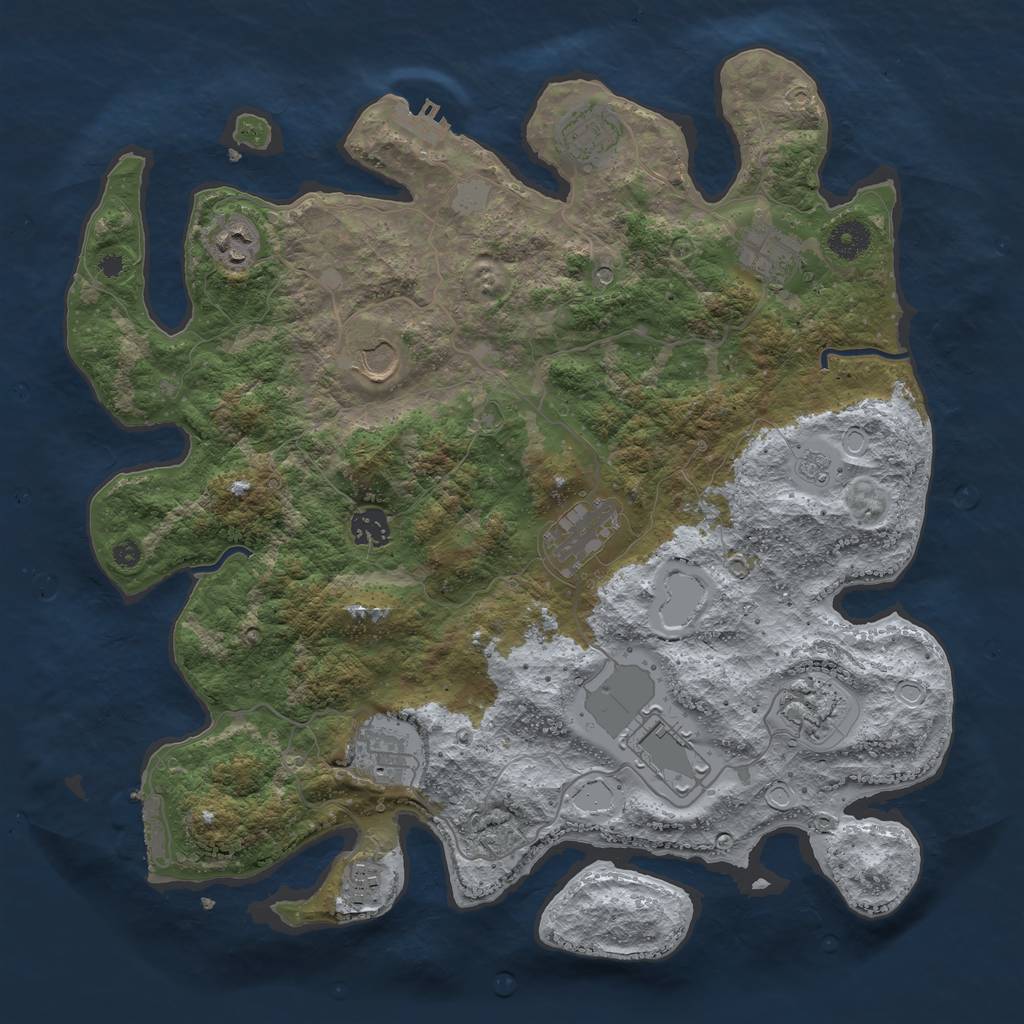 Rust Map: Procedural Map, Size: 3850, Seed: 160099852, 19 Monuments