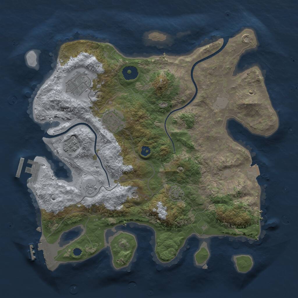 Rust Map: Procedural Map, Size: 3000, Seed: 2025806765, 9 Monuments