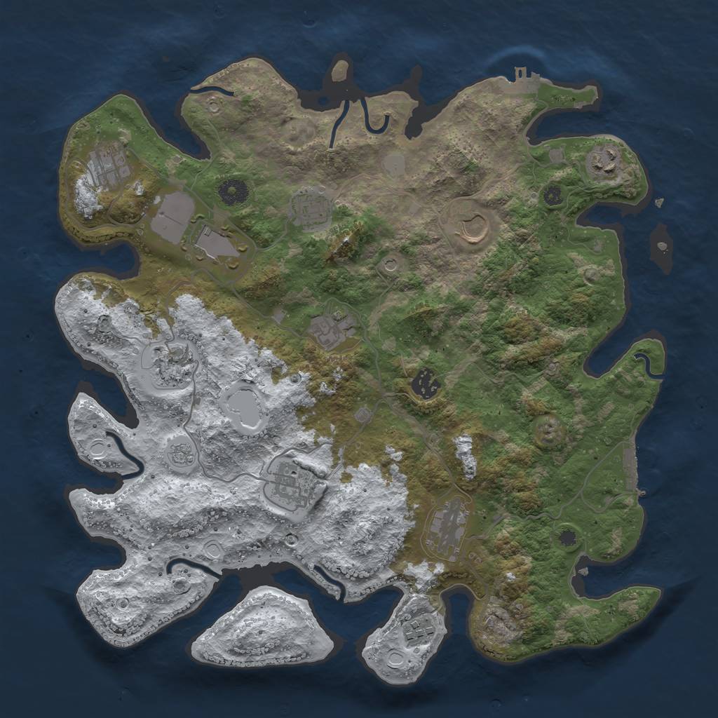Rust Map: Procedural Map, Size: 3800, Seed: 1385, 20 Monuments