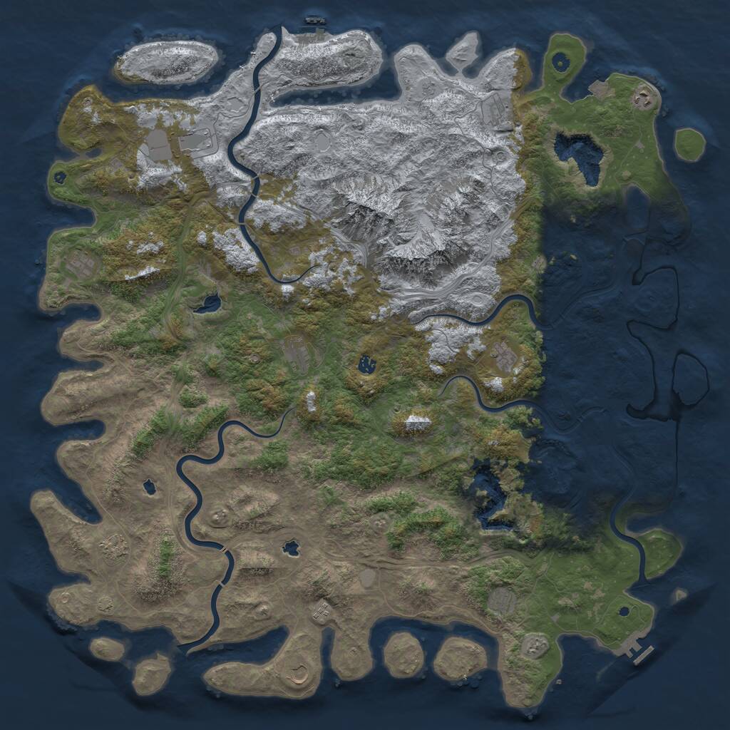 Rust Map: Procedural Map, Size: 6000, Seed: 2535786, 17 Monuments