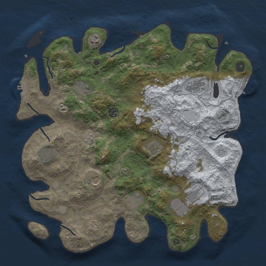 Rust Map: Procedural Map, Size: 4000, Seed: 1761810236, 20 Monuments