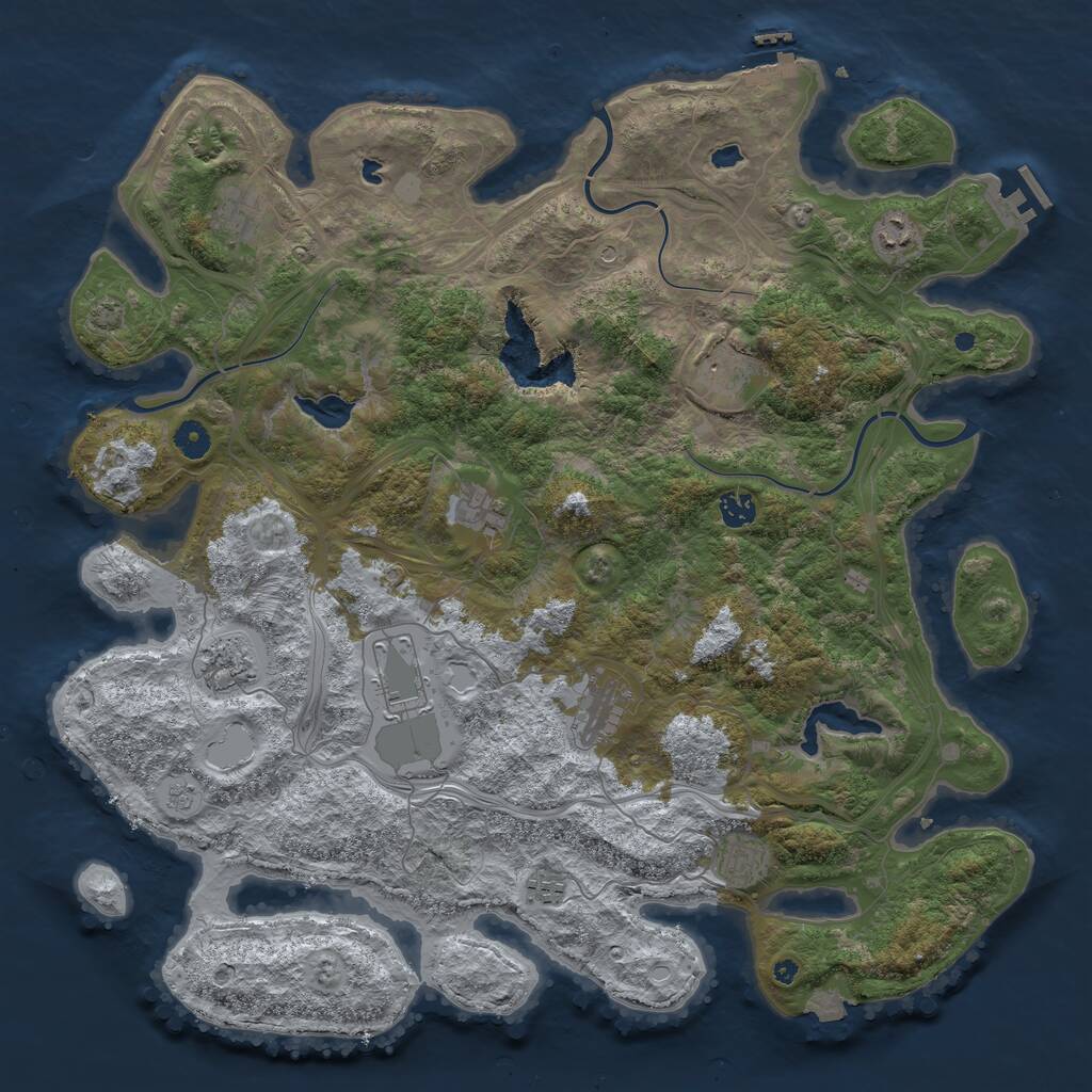 Rust Map: Procedural Map, Size: 4500, Seed: 36363035, 16 Monuments
