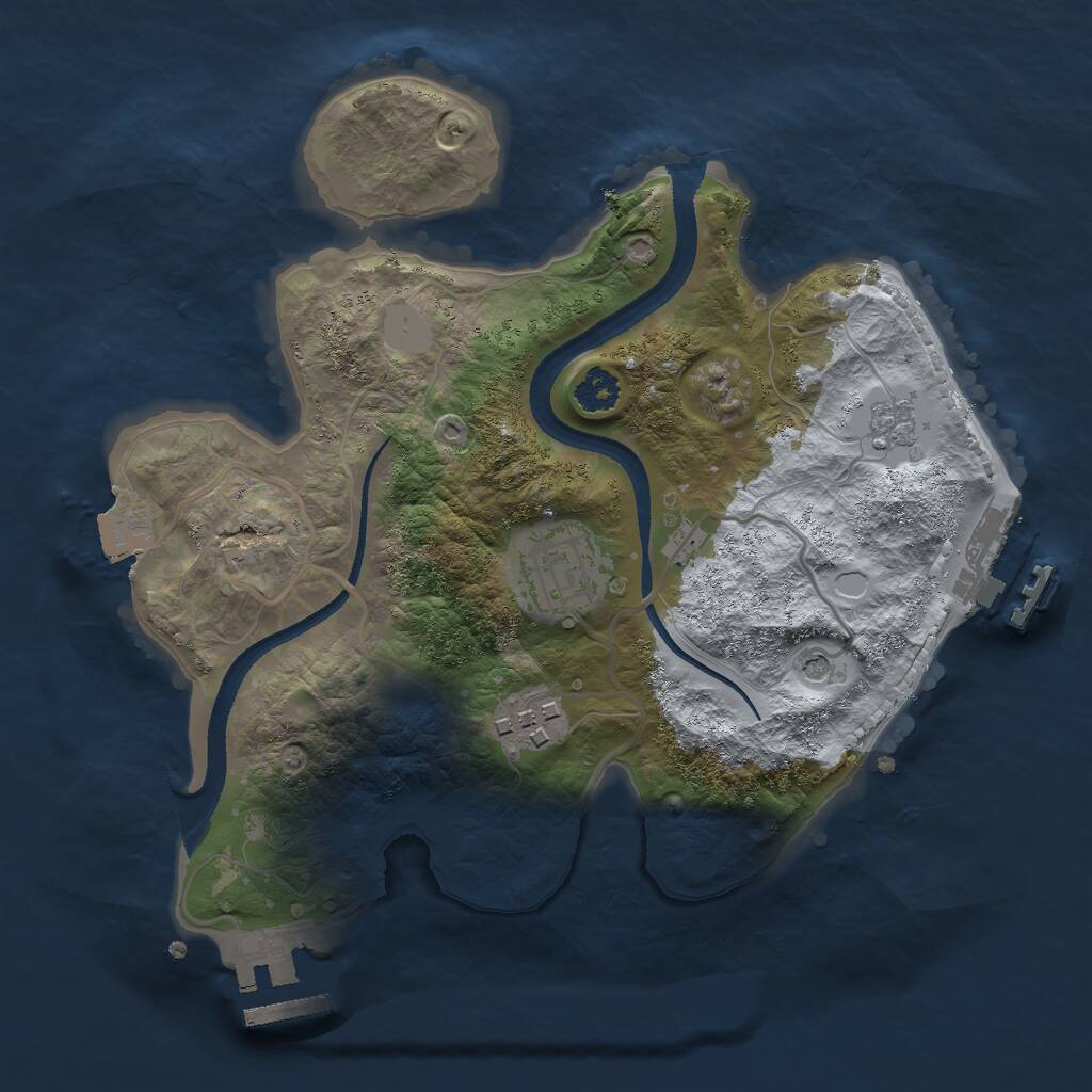 Rust Map: Procedural Map, Size: 2500, Seed: 1824597209, 7 Monuments