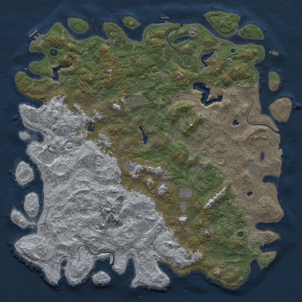 Rust Map: Procedural Map, Size: 6000, Seed: 414005435, 17 Monuments