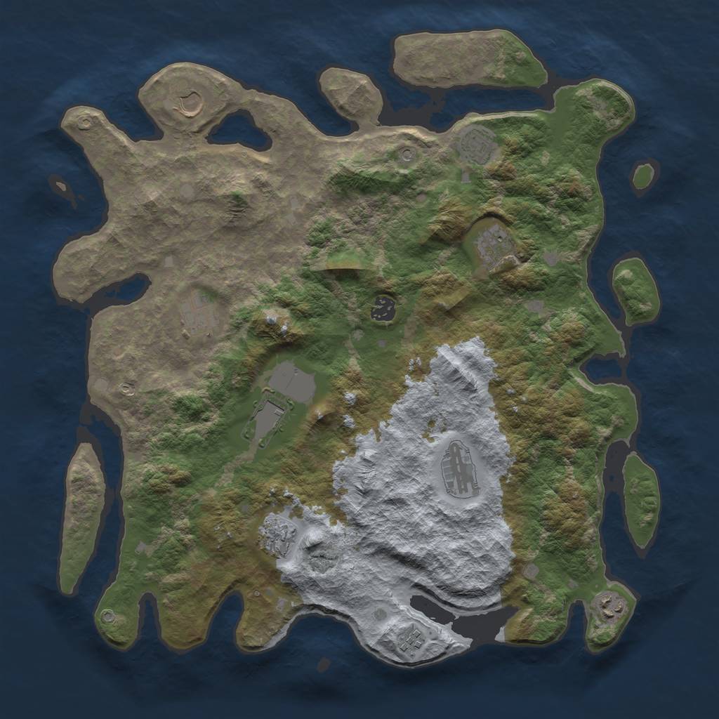 Rust Map: Barren, Size: 4250, Seed: 1155581003, 13 Monuments