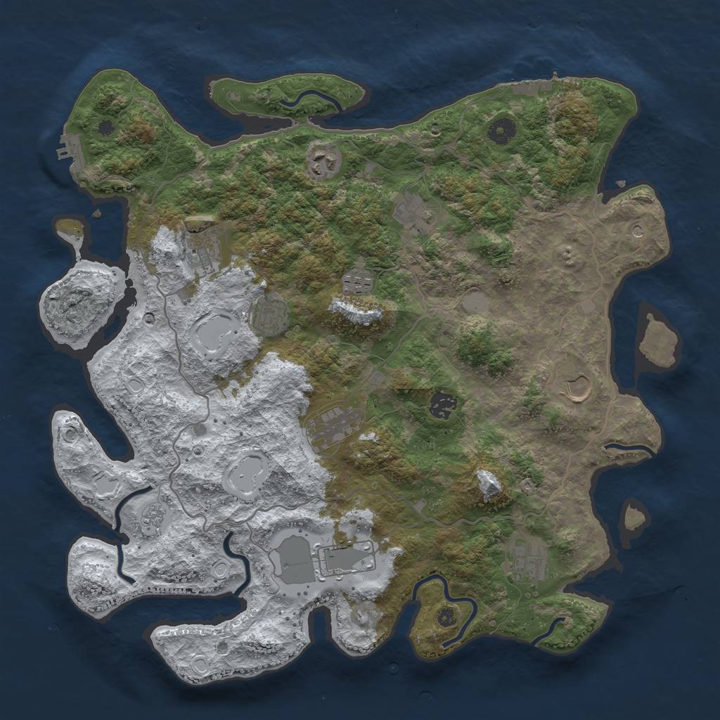 Rust Map: Procedural Map, Size: 4000, Seed: 8501, 19 Monuments