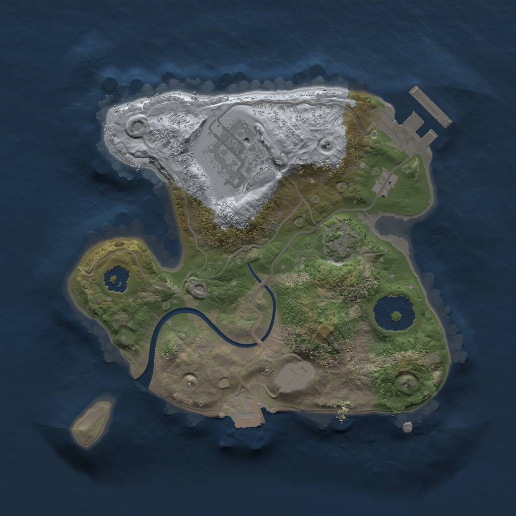 Rust Map: Procedural Map, Size: 2000, Seed: 1401345, 4 Monuments
