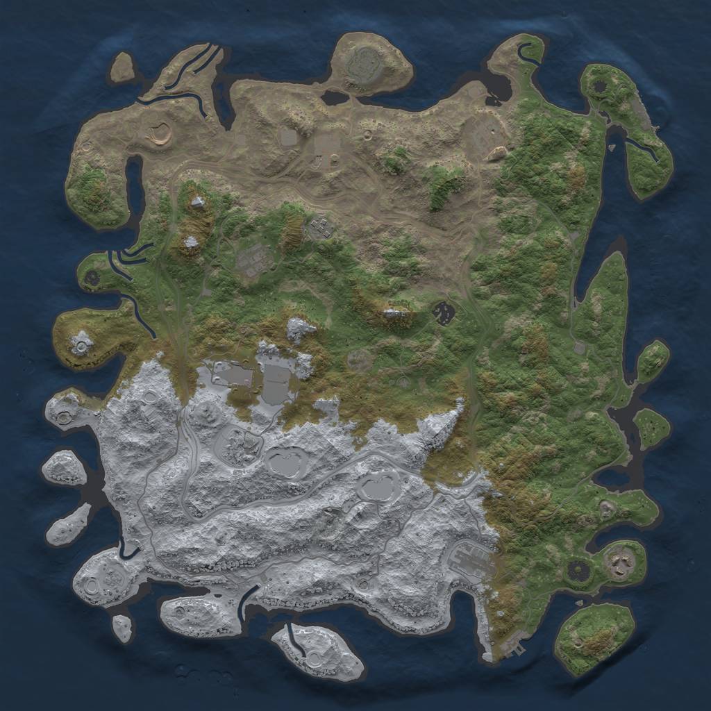Rust Map: Procedural Map, Size: 4800, Seed: 3000, 20 Monuments