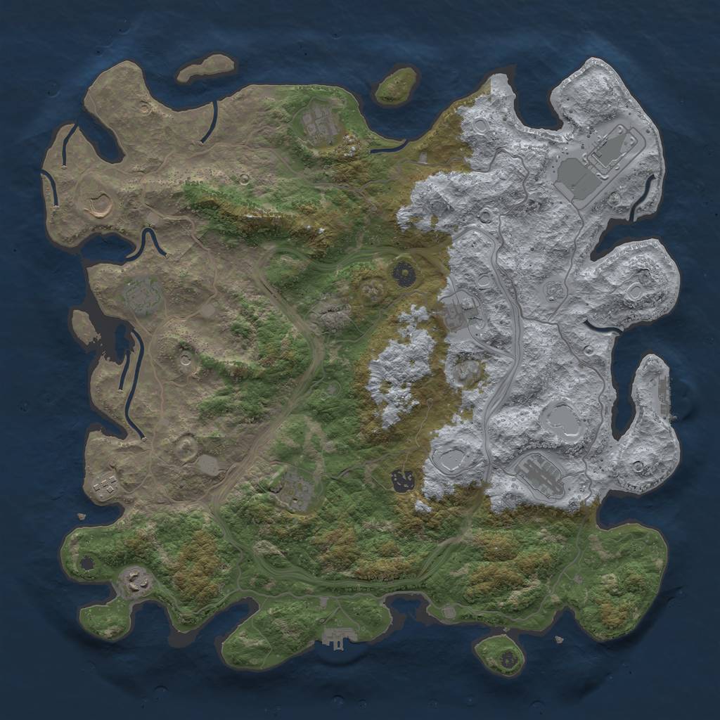 Rust Map: Procedural Map, Size: 4500, Seed: 464684880, 17 Monuments
