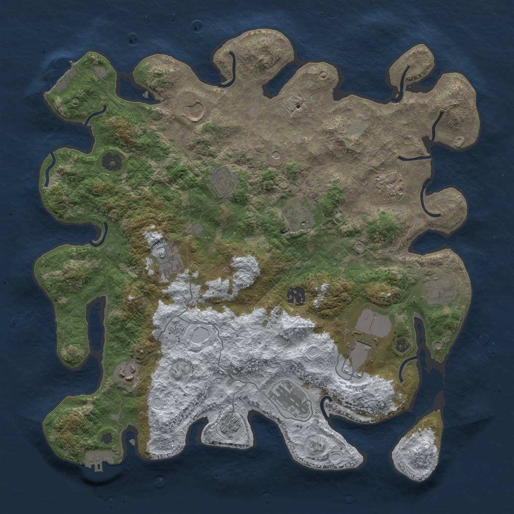 Rust Map: Procedural Map, Size: 3950, Seed: 1113740142, 20 Monuments