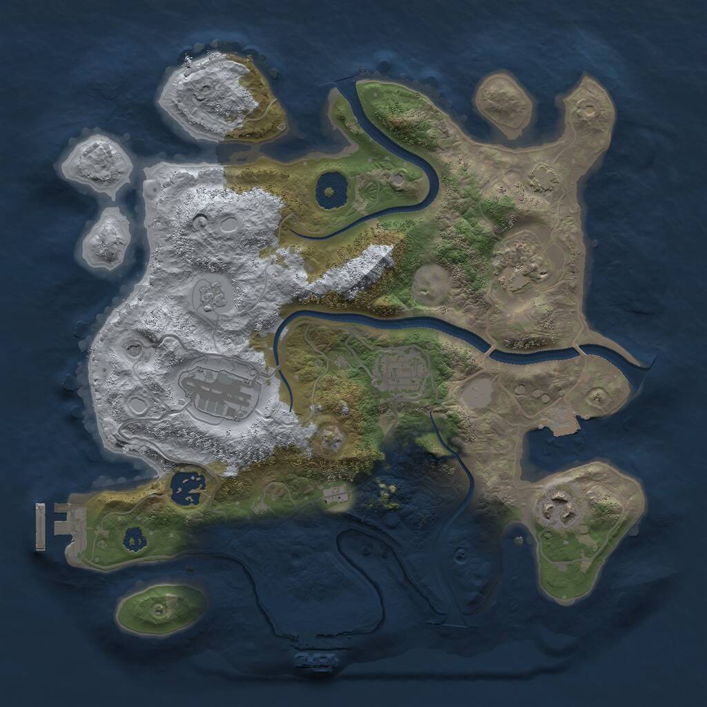Rust Map: Procedural Map, Size: 3000, Seed: 749893750, 11 Monuments