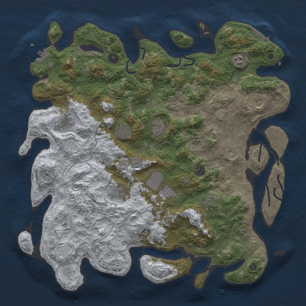 Rust Map: Procedural Map, Size: 4500, Seed: 1543791159, 19 Monuments