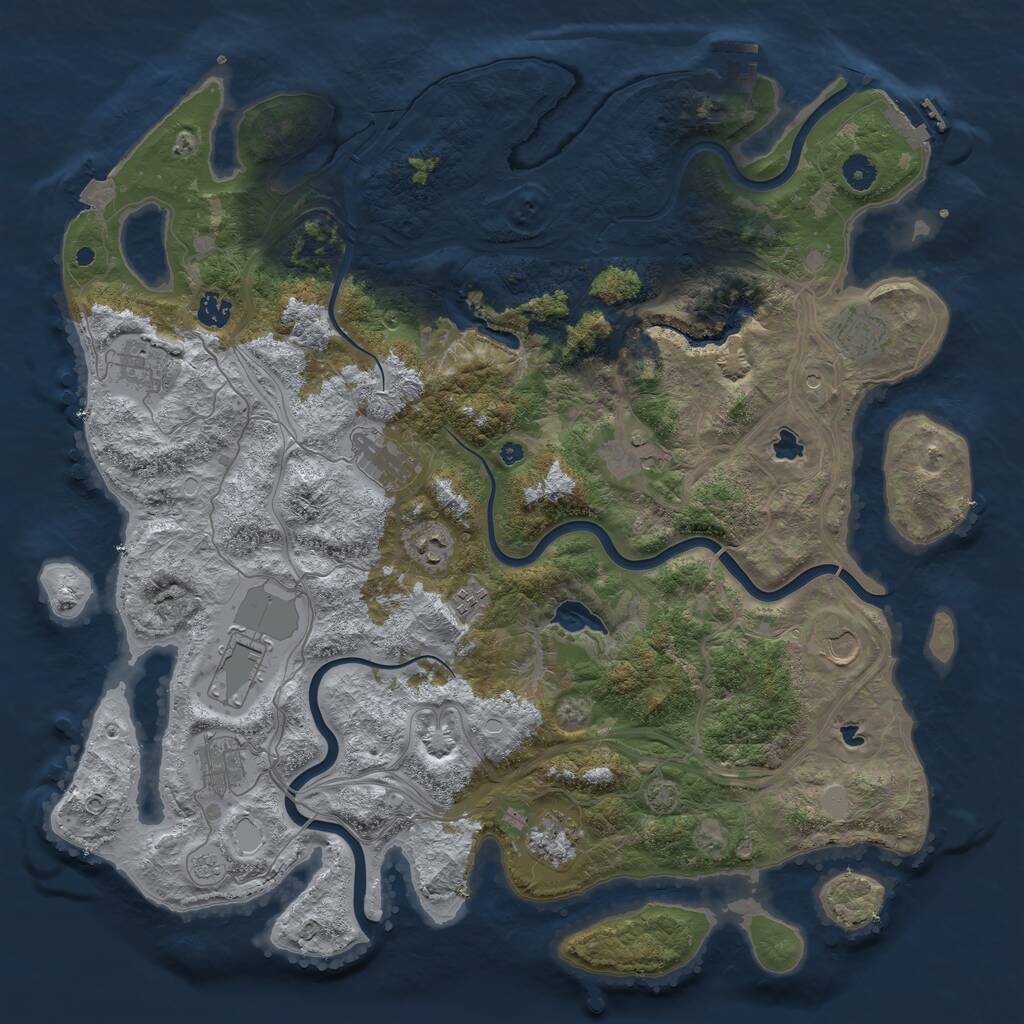 Rust Map: Procedural Map, Size: 4500, Seed: 441035803, 17 Monuments