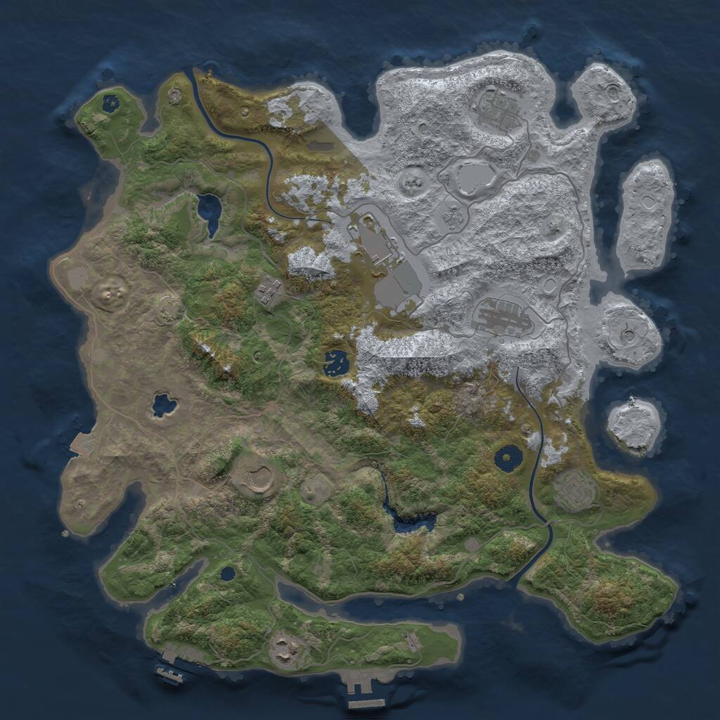 Rust Map: Procedural Map, Size: 4000, Seed: 45977, 14 Monuments