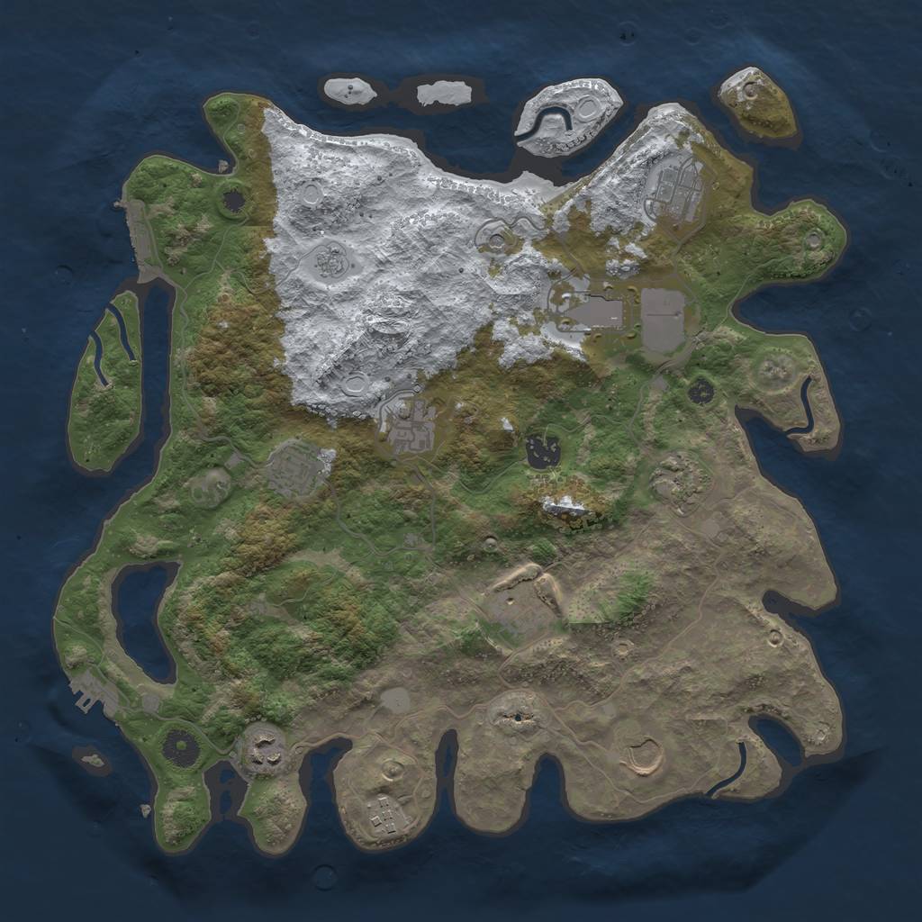 Rust Map: Procedural Map, Size: 3800, Seed: 500000, 19 Monuments