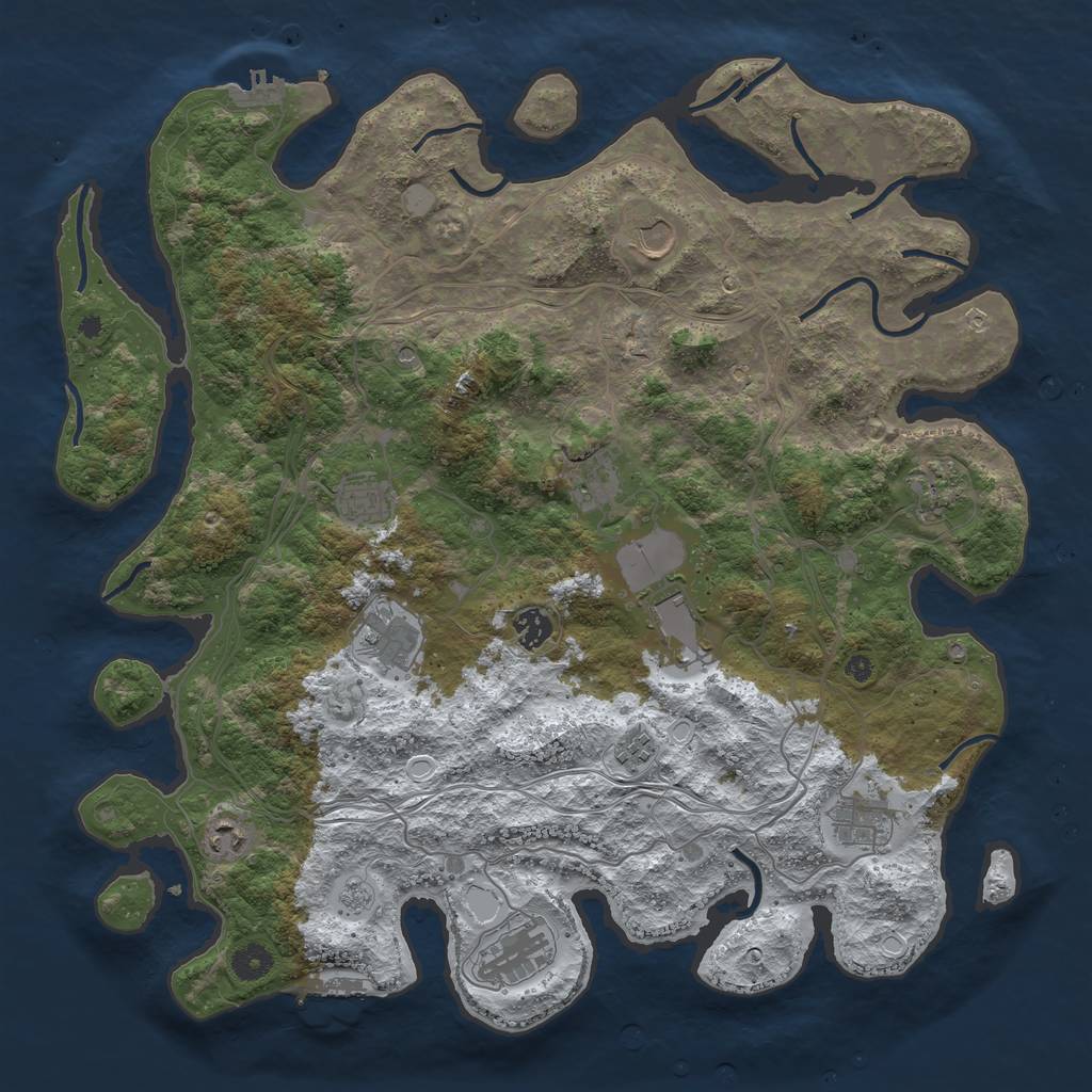 Rust Map: Procedural Map, Size: 4250, Seed: 1876740272, 20 Monuments