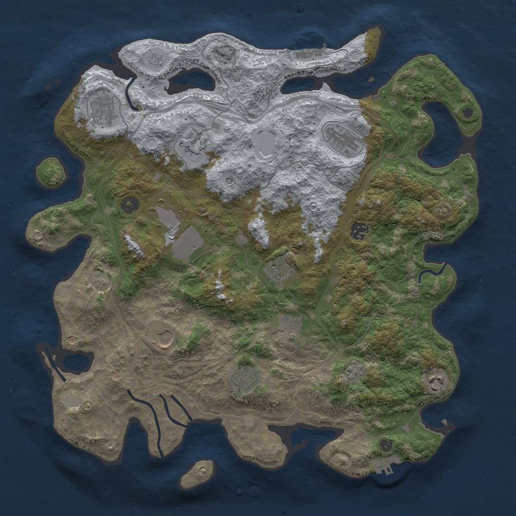 Rust Map: Procedural Map, Size: 4250, Seed: 100718923, 18 Monuments