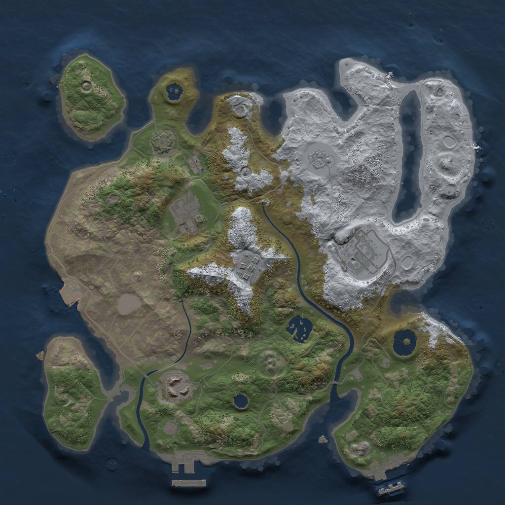Rust Map: Procedural Map, Size: 3000, Seed: 1645737645, 10 Monuments