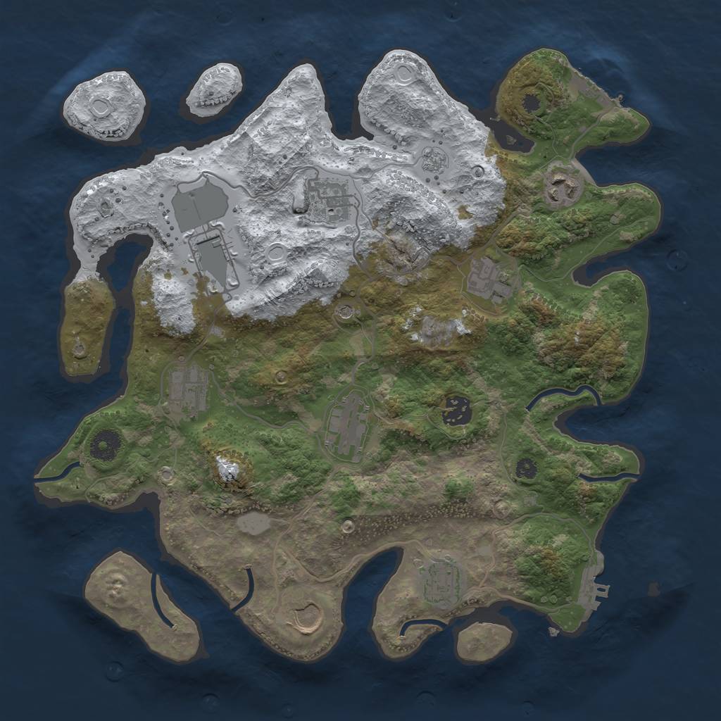 Rust Map: Procedural Map, Size: 3500, Seed: 27745, 18 Monuments