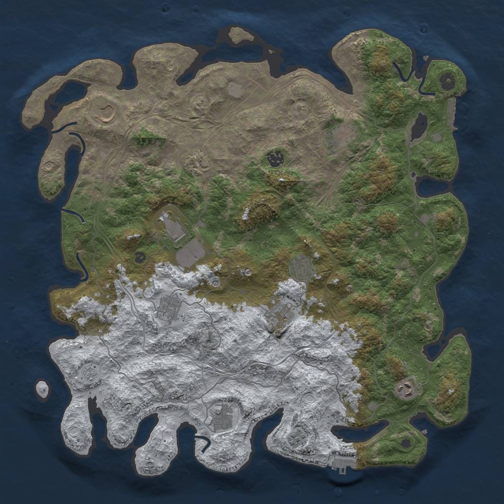 Rust Map: Procedural Map, Size: 4500, Seed: 796616654, 20 Monuments