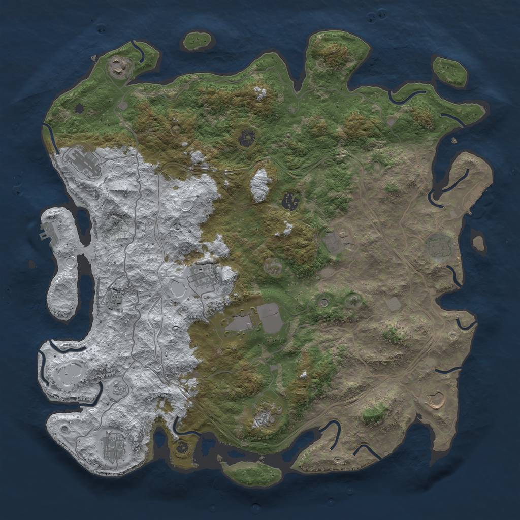Rust Map: Procedural Map, Size: 4500, Seed: 56231111, 20 Monuments