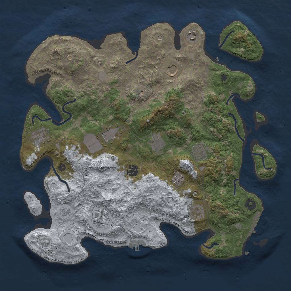 Rust Map: Procedural Map, Size: 3850, Seed: 1997322362, 19 Monuments