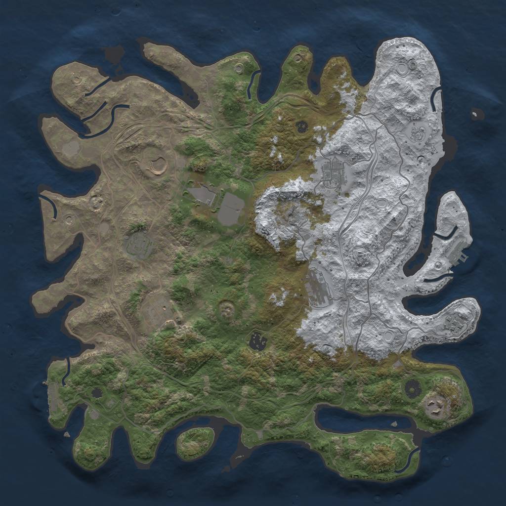 Rust Map: Procedural Map, Size: 4250, Seed: 989168, 18 Monuments