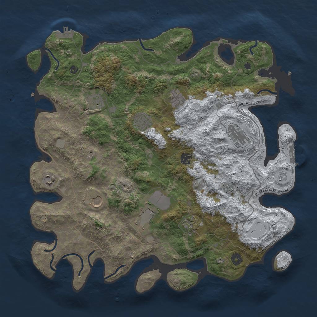 Rust Map: Procedural Map, Size: 4000, Seed: 725913395, 19 Monuments