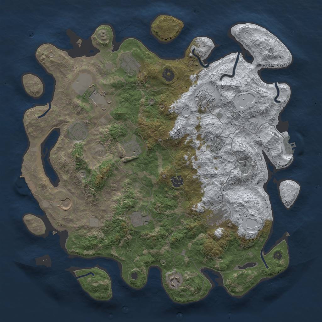 Rust Map: Procedural Map, Size: 3950, Seed: 1585416545, 20 Monuments
