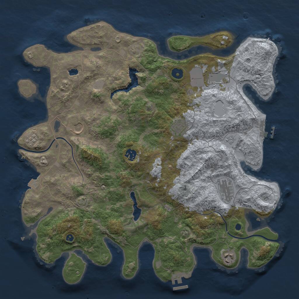 Rust Map: Procedural Map, Size: 4000, Seed: 2046836671, 13 Monuments