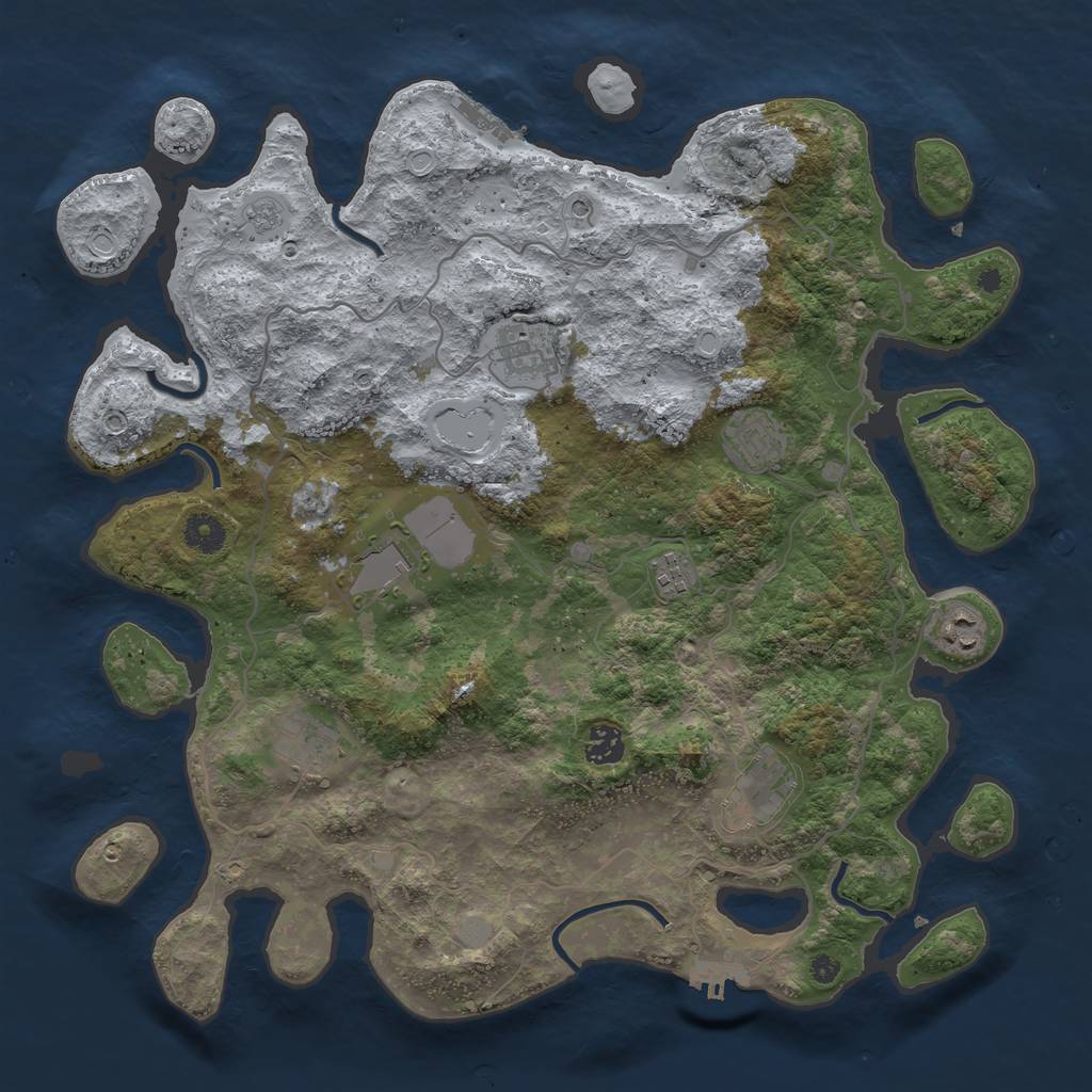 Rust Map: Procedural Map, Size: 4000, Seed: 839711226, 17 Monuments