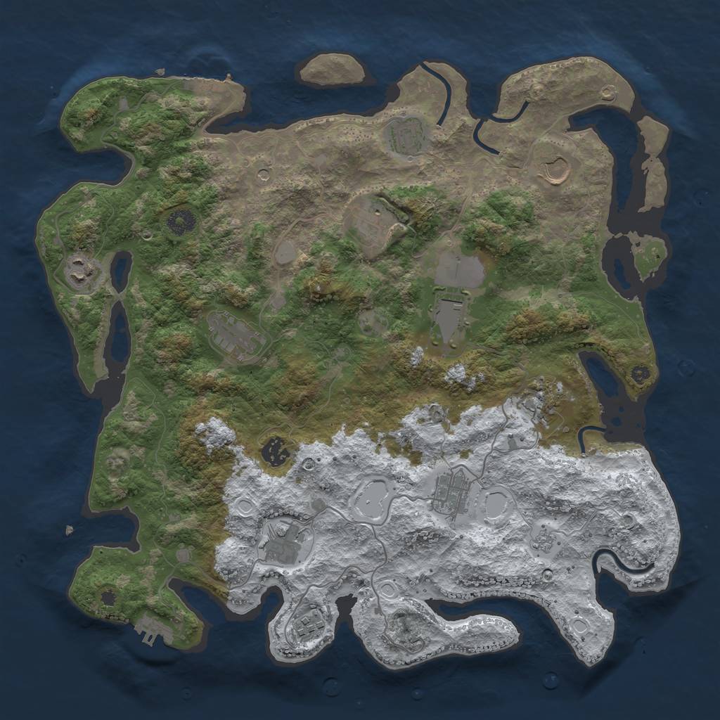 Rust Map: Procedural Map, Size: 3950, Seed: 1753716012, 20 Monuments