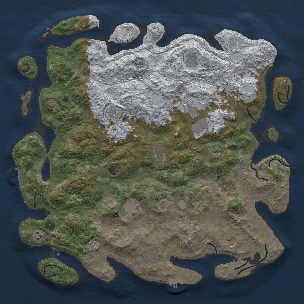 Rust Map: Procedural Map, Size: 4800, Seed: 909303552, 20 Monuments