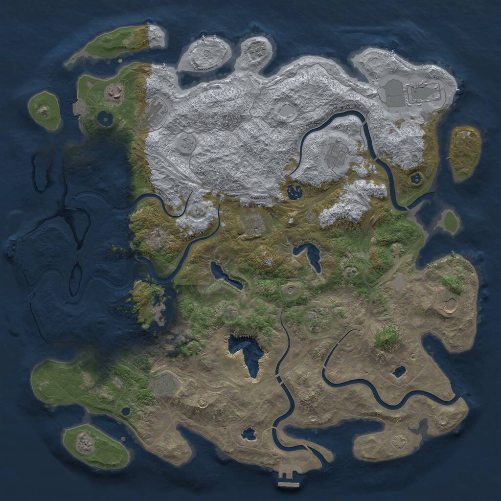 Rust Map: Procedural Map, Size: 4800, Seed: 909303552, 17 Monuments