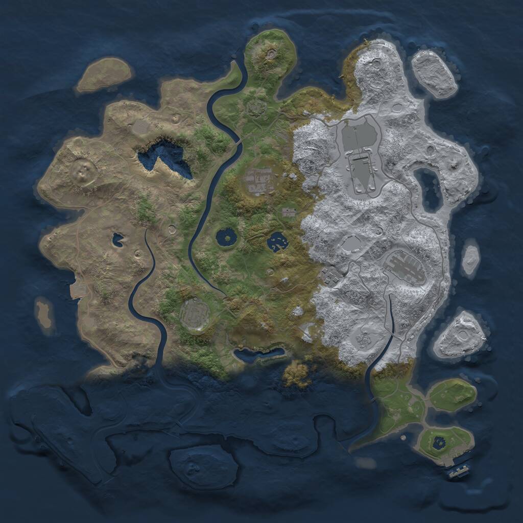 Rust Map: Procedural Map, Size: 4000, Seed: 1674797430, 12 Monuments