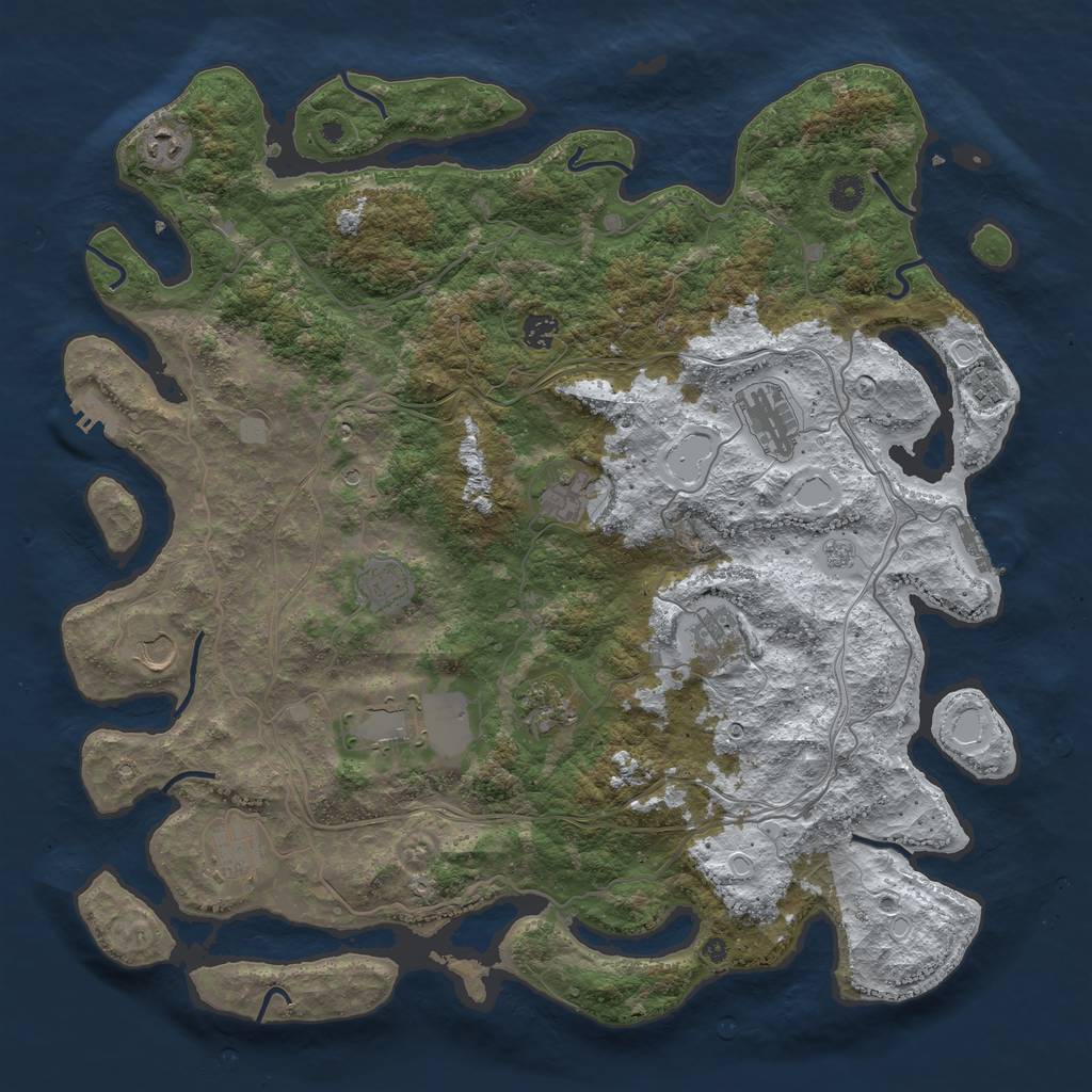 Rust Map: Procedural Map, Size: 4500, Seed: 1539834207, 20 Monuments